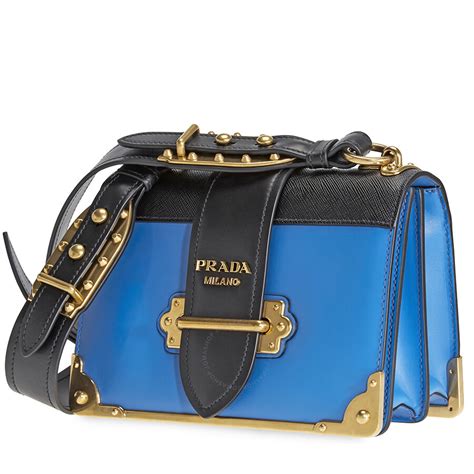 prada 1bd095|Ink Blue/black Leather Prada Cahier Bag .